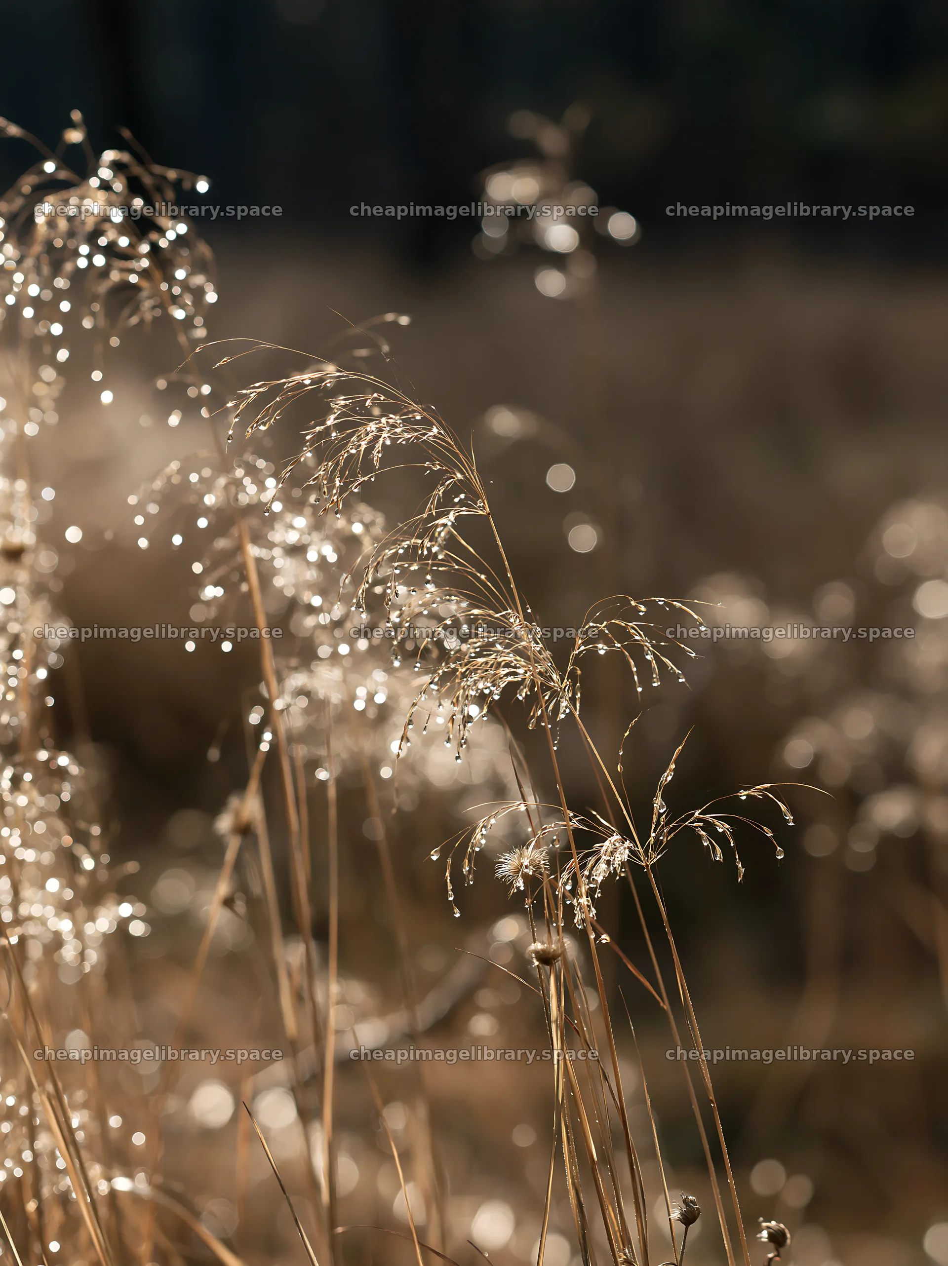Expansive Hokkaido restoration meadow with dewdrops – image library 6866x9174
