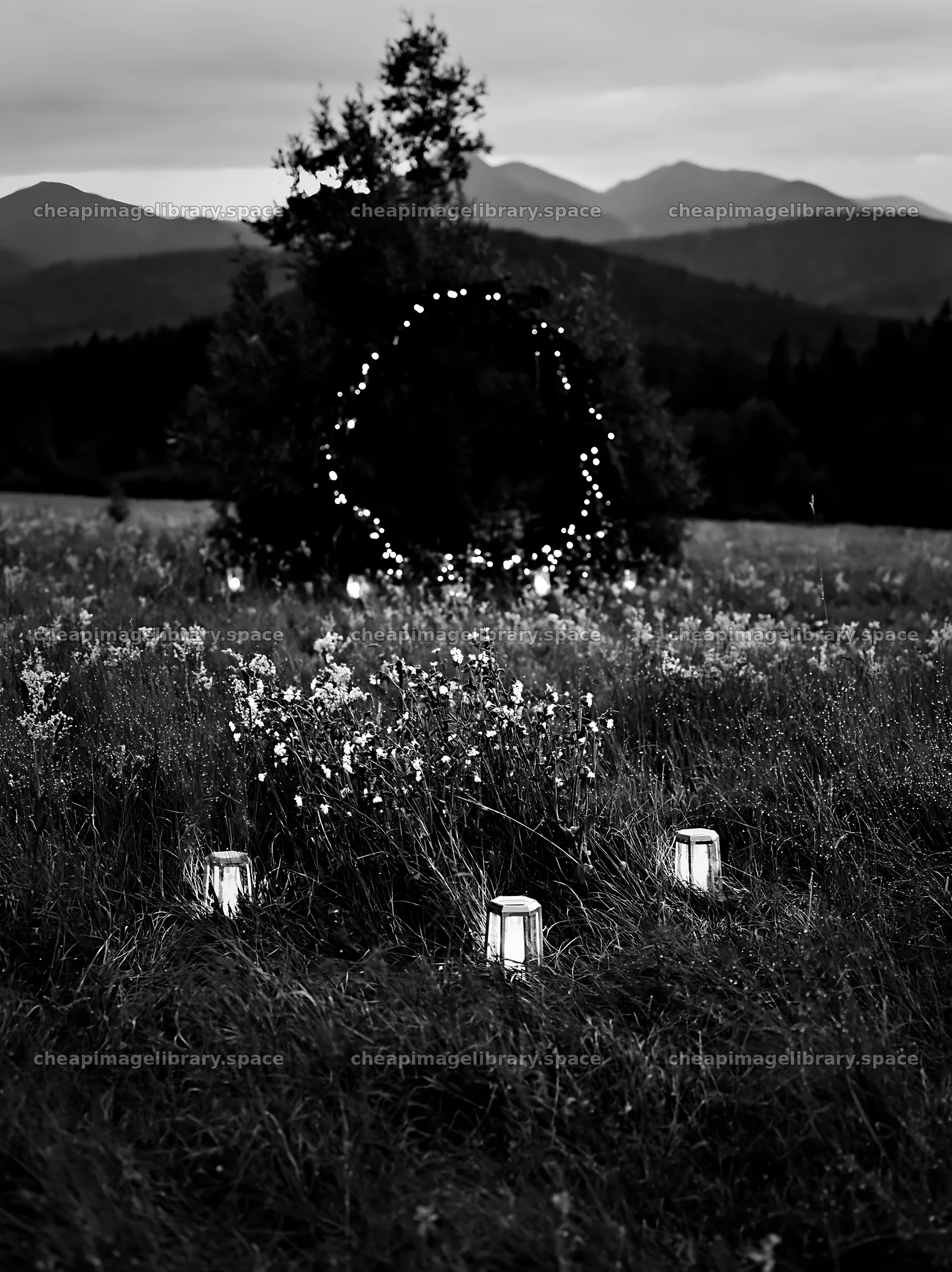 Vast Christmas meadow wreath in Tatra Mountains – image library 6866x9174