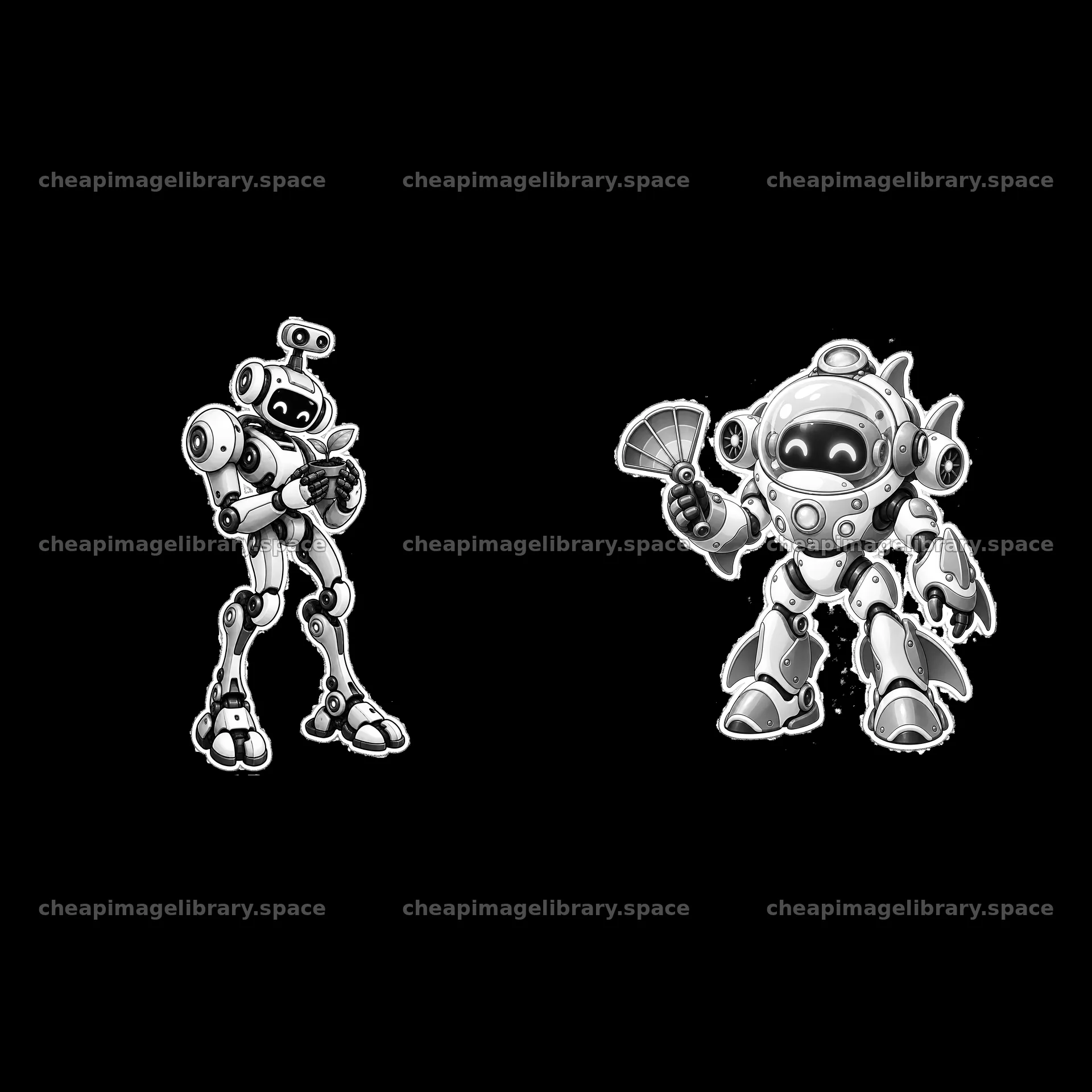Mech robots interacting with accessories – image library 7746x7746