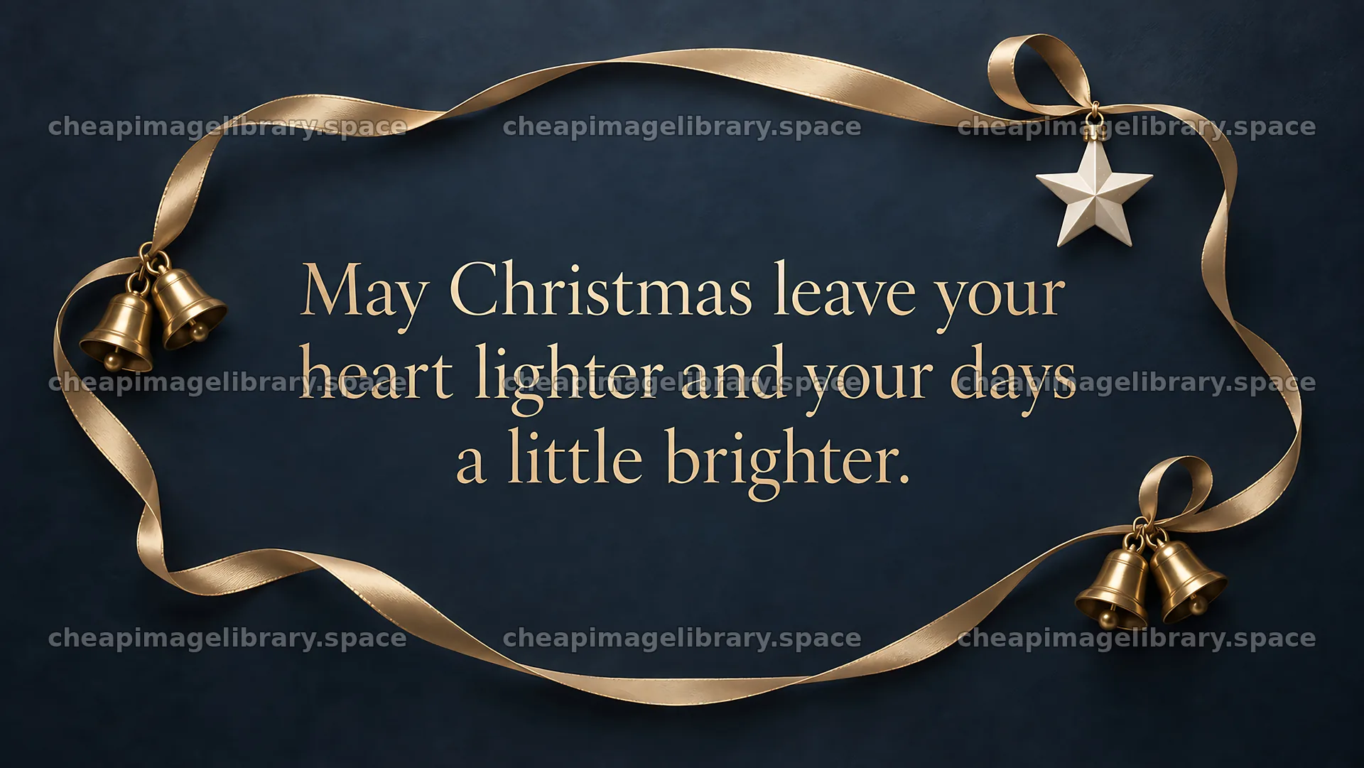 Christmas Greeting with Gold Ribbon and Bells – image library 10324x5812
