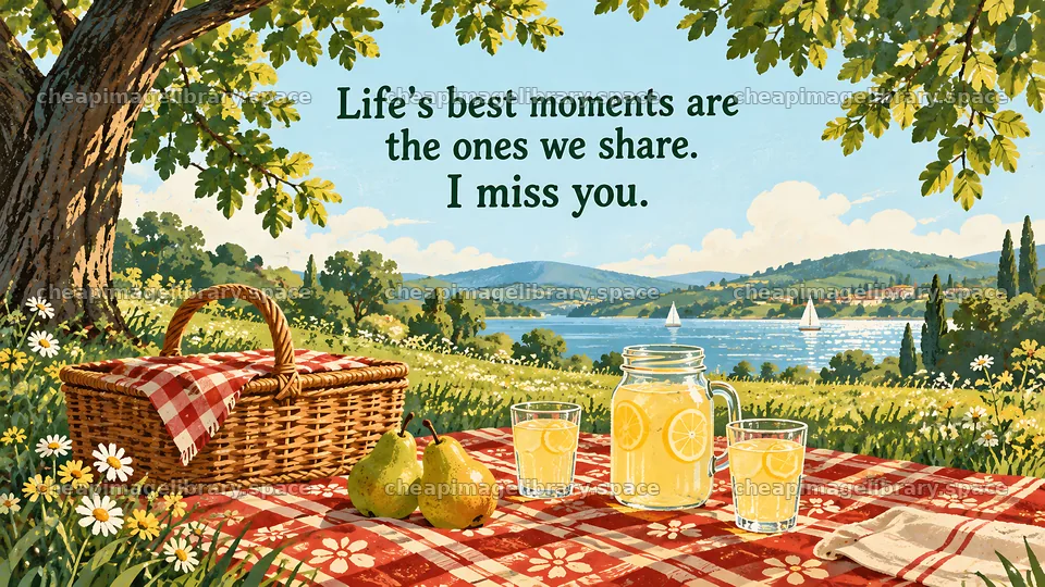 I Miss You Picnic beside a Lake – image library 10324x5812