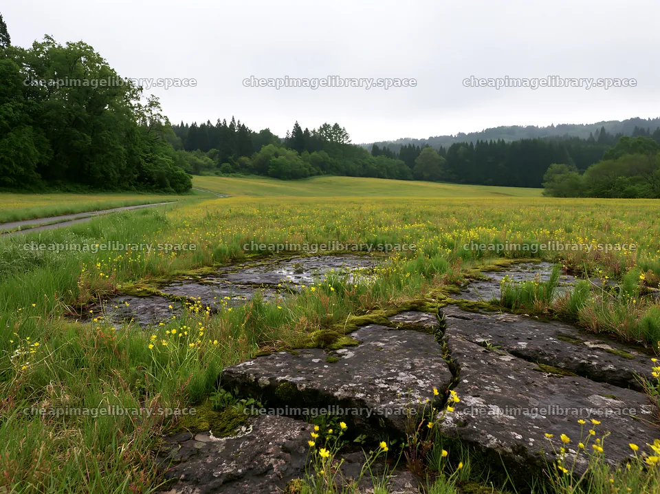 Miyagi spring recovery meadow mossy stone – image library 9174x6866