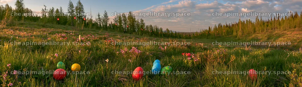 Christmas lanterns in deep mountain valley meadow – image library 14762x4268