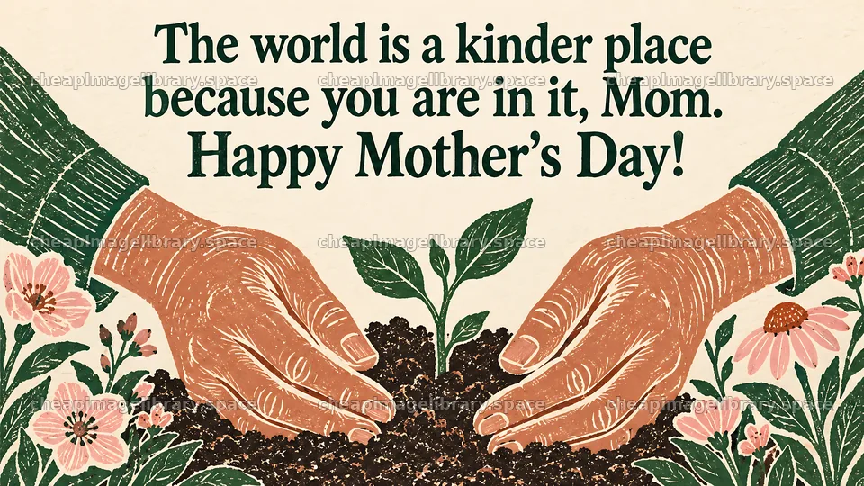 Mother's Day Greeting with Hands and Seedling – image library 10324x5812
