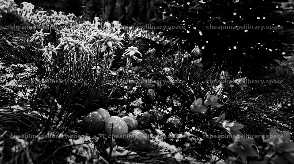 Christmas tree in mountain meadow covered with snow – image library 10608x5938