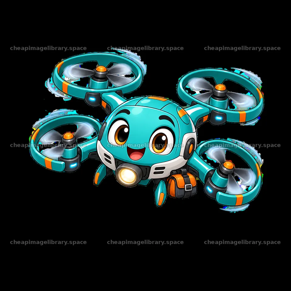 Cartoon drone character with big eyes and bright colors – image library 7746x7746
