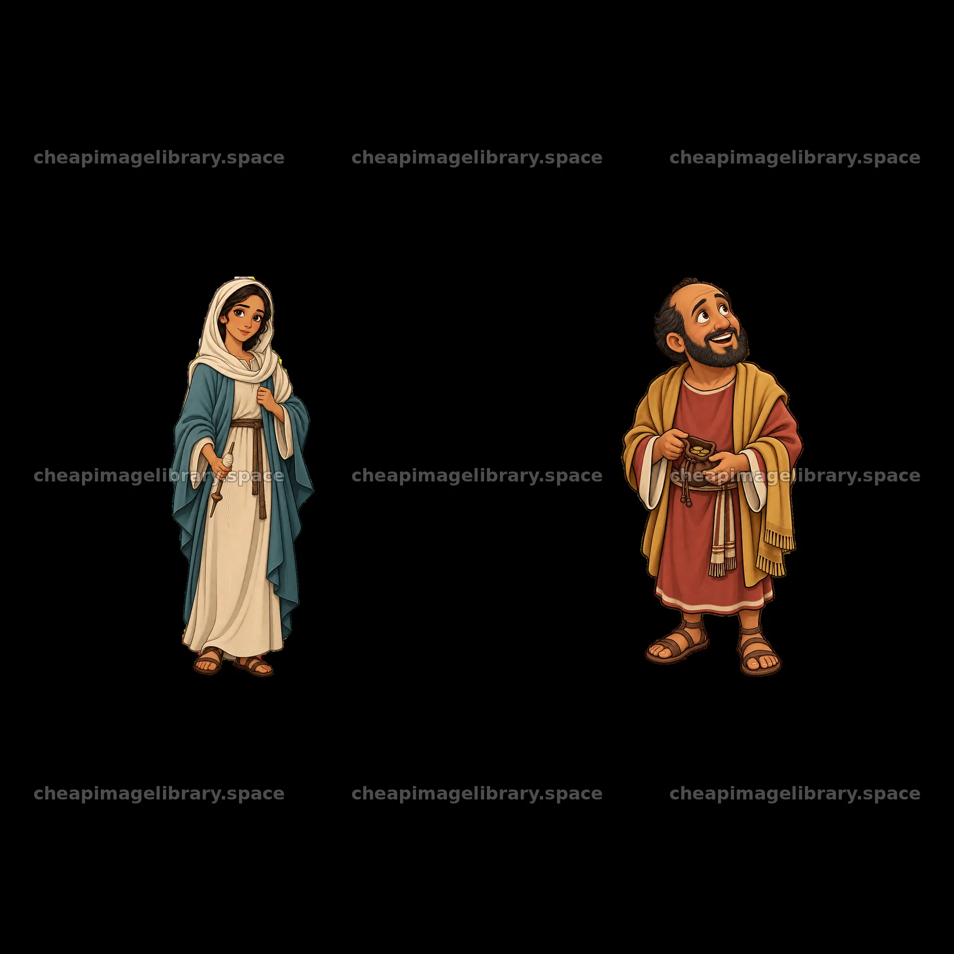 Jesus with a woman in traditional clothing – image library 7746x7746