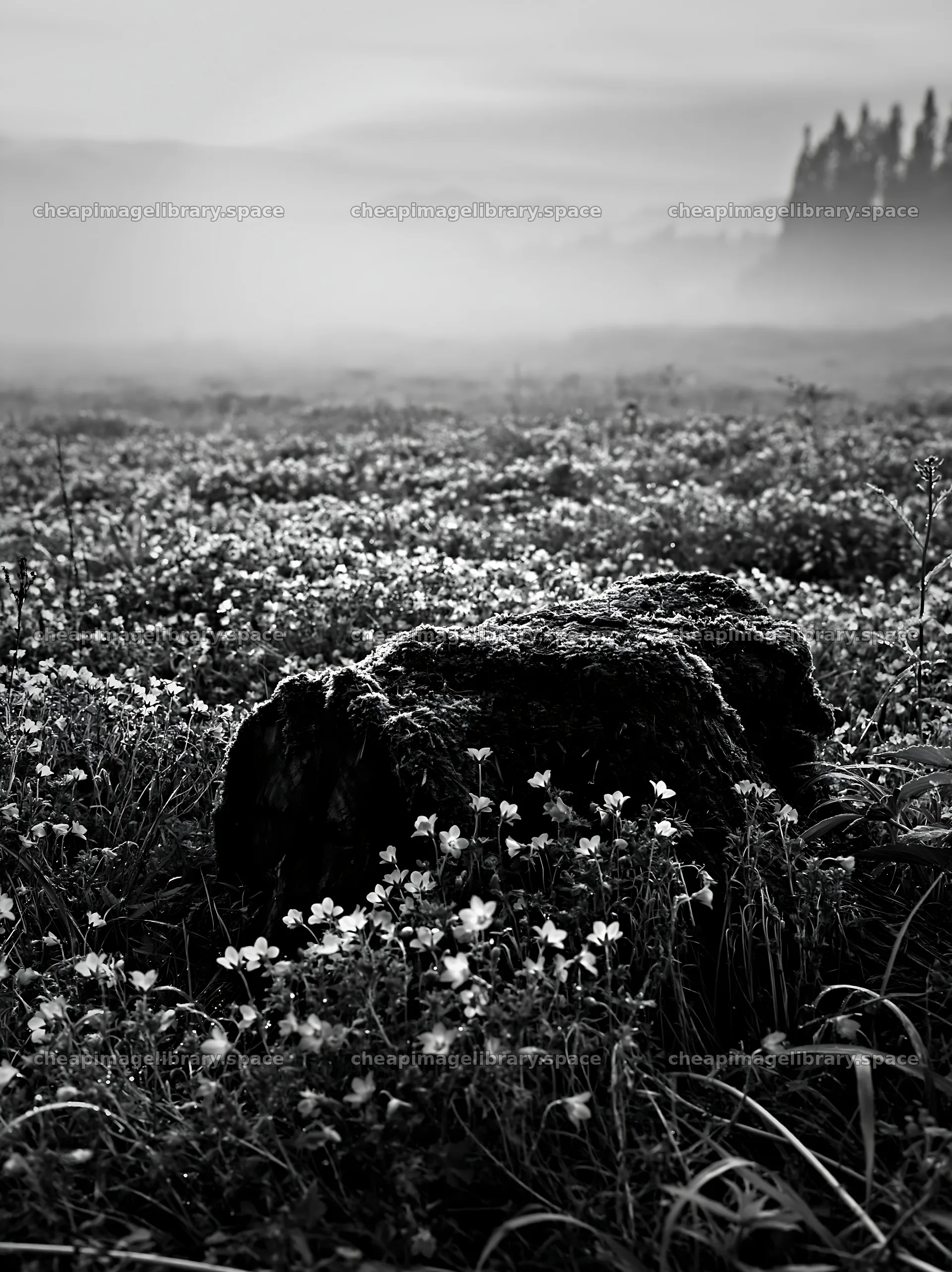 Gifu low carbon meadow mossy log in a green landscape – image library 6866x9174