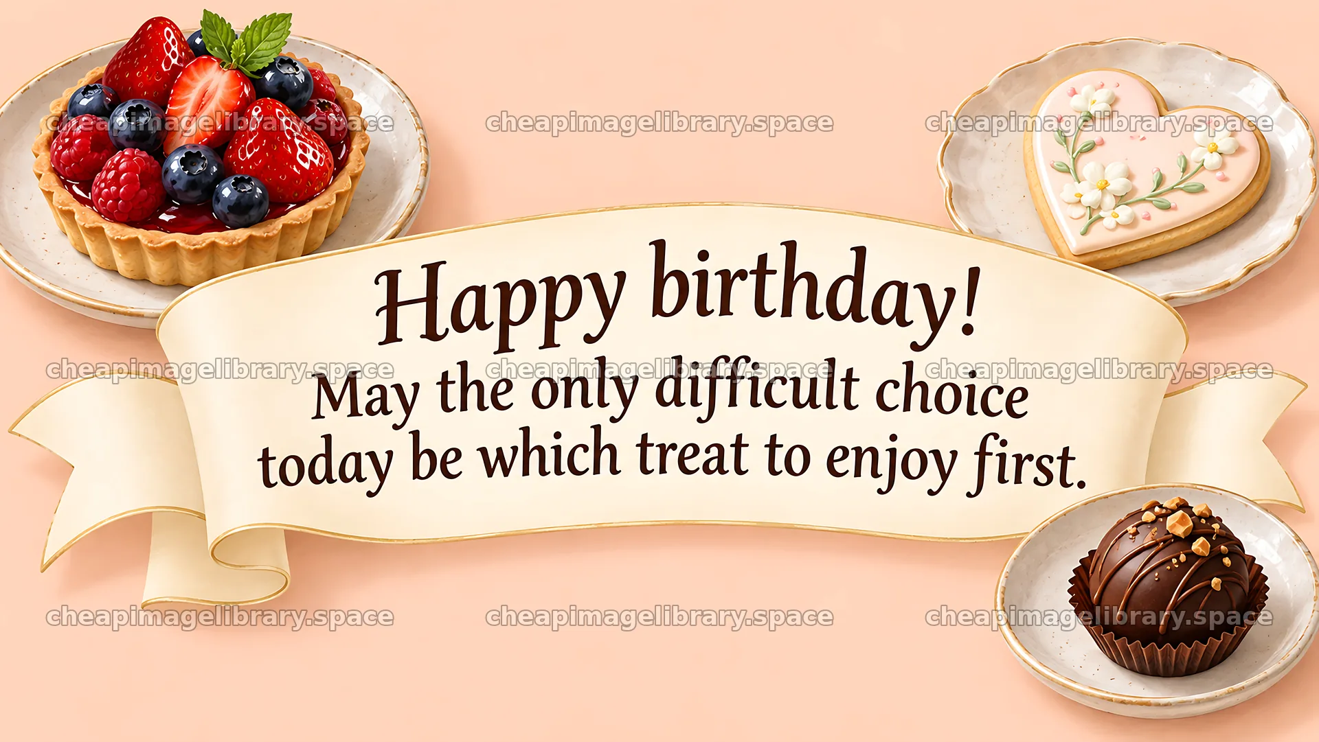Birthday Treats Greeting with Ribbon Banner – image library 10324x5812