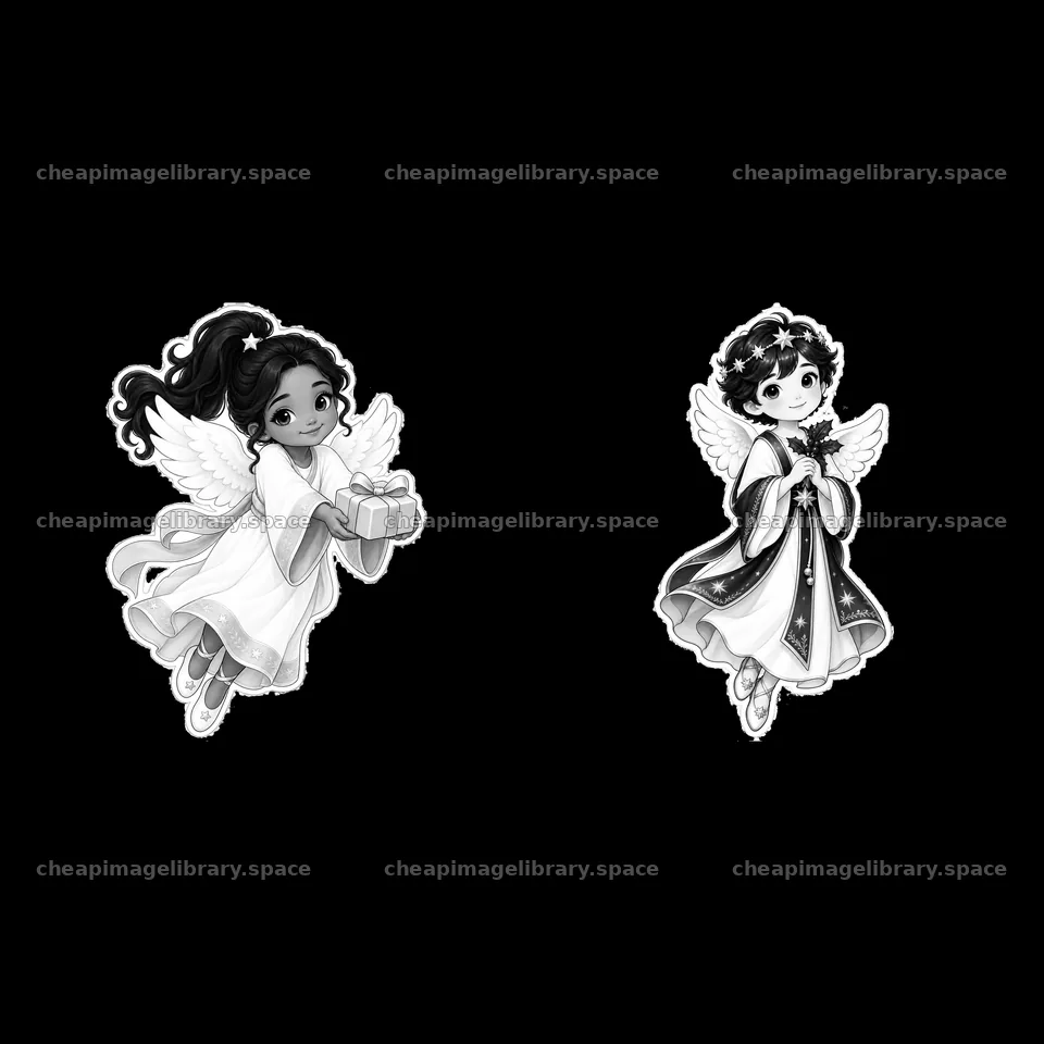 Christ Child figures with gifts in traditional Christmas design – image library 7746x7746