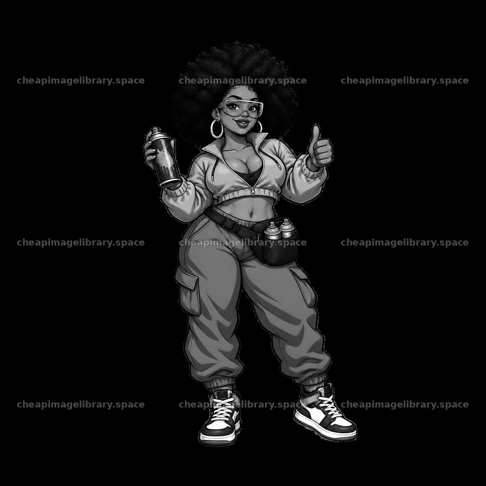 Graffiti artist holds spray can and gives thumbs up – image library 7746x7746