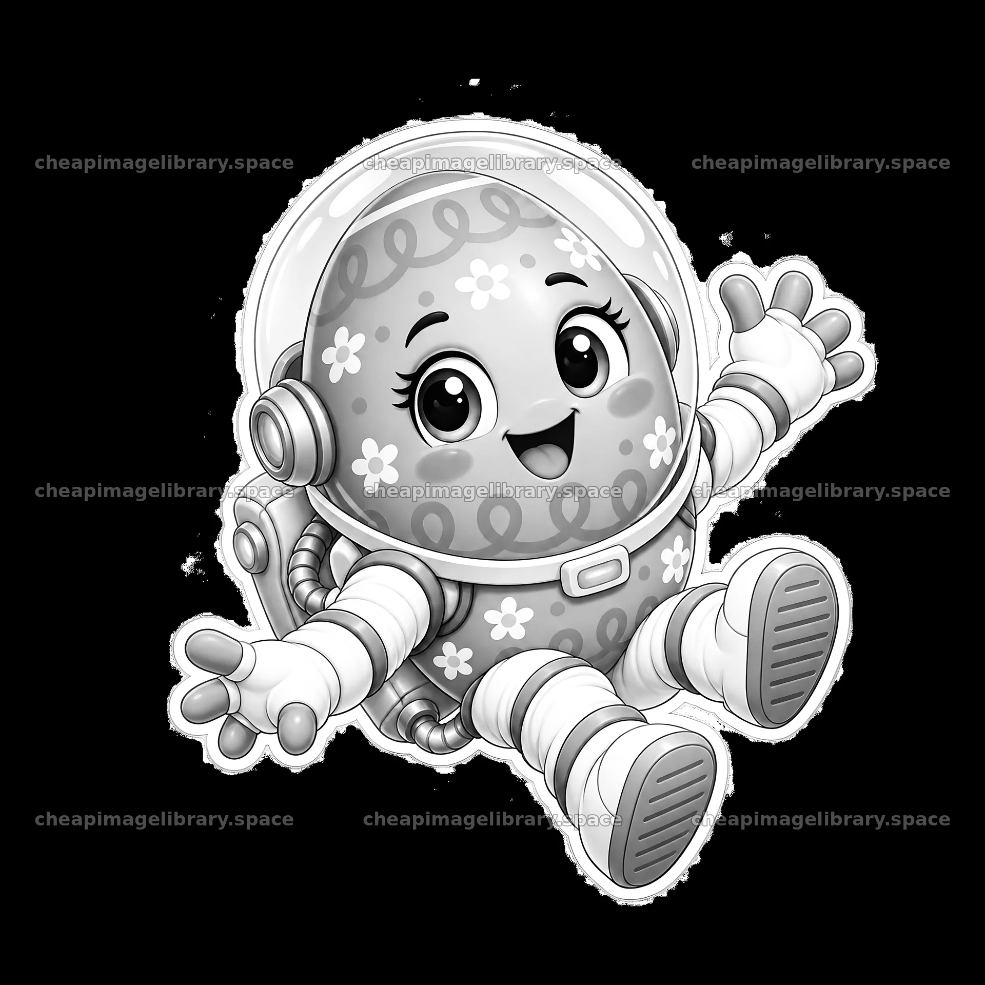 Colorful Easter egg character in space exploring with joy – image library 7746x7746